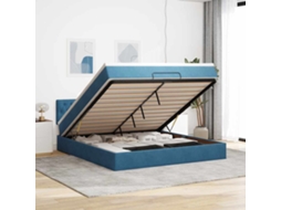 Estrutura De Cama Otomana Com Colchão 160x200 Cm Azul Escuro