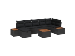 Conjunto 8 Móveis Para Exterior Vidaxl Preto Vime Pe (55 X 55 X 37 Cm)