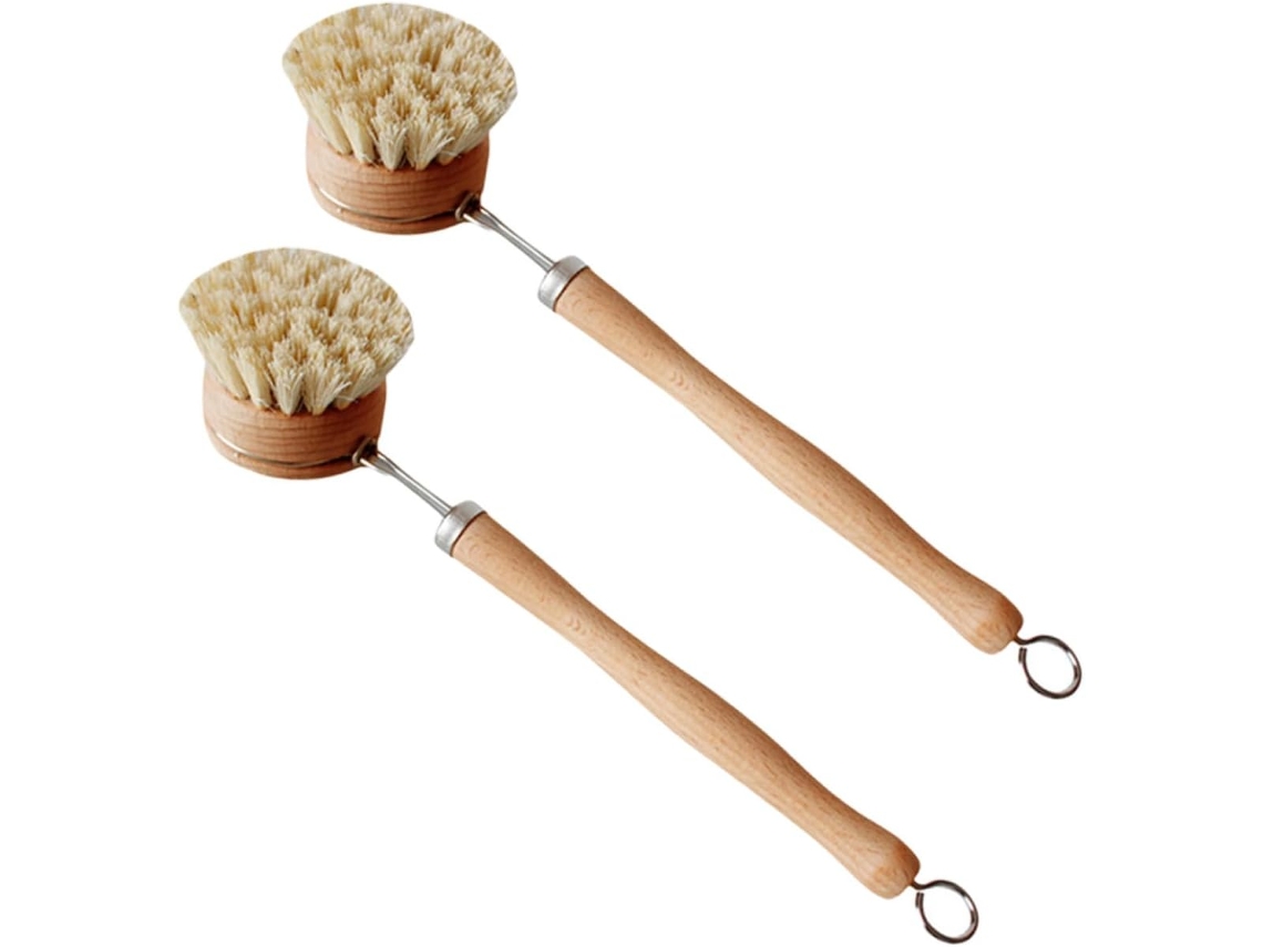 Escova De Limpeza De Vasos De Madeira De Sisal E Faia (2 Peças)