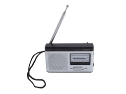 Aetheria rádio Portátil Fm Am Transistor Bateria Powered com Alto falante e Jack de Fones Dk 2017 Prata Preto