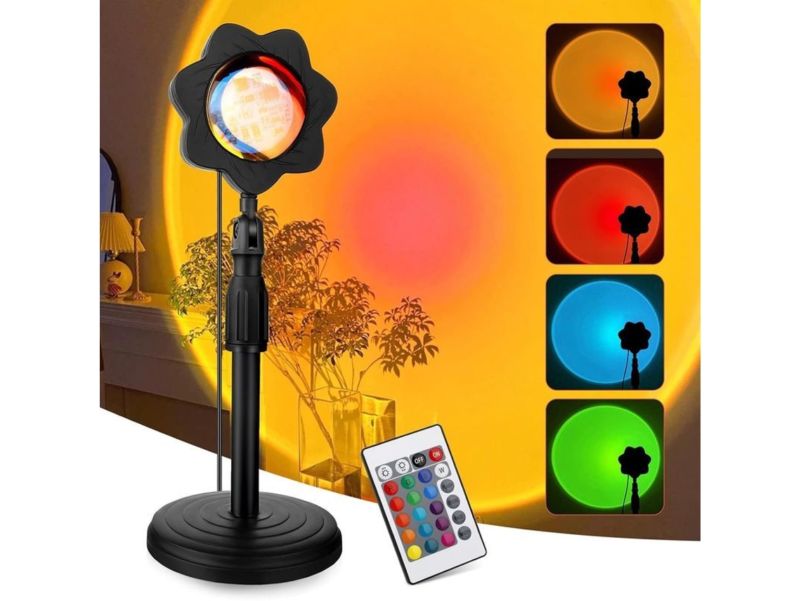 Lâmpada De Por Do Sol Com 16 Modos E Controle Remoto Projetor Led Usb Chuveiro Arco-íris