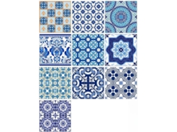 De 10 Adesivos De Parede Em Pvc, 10x10 Cm, Estilo Porcelana, Azul E Branco, Impermeáveis E Antiderrapantes, Para Gokoco