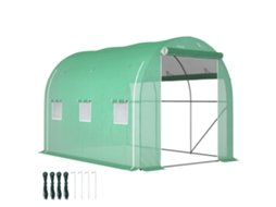 Estufa túnel 296x196x200cm com 3 portas e 6 janelas enroláveis verdes BTFORUS