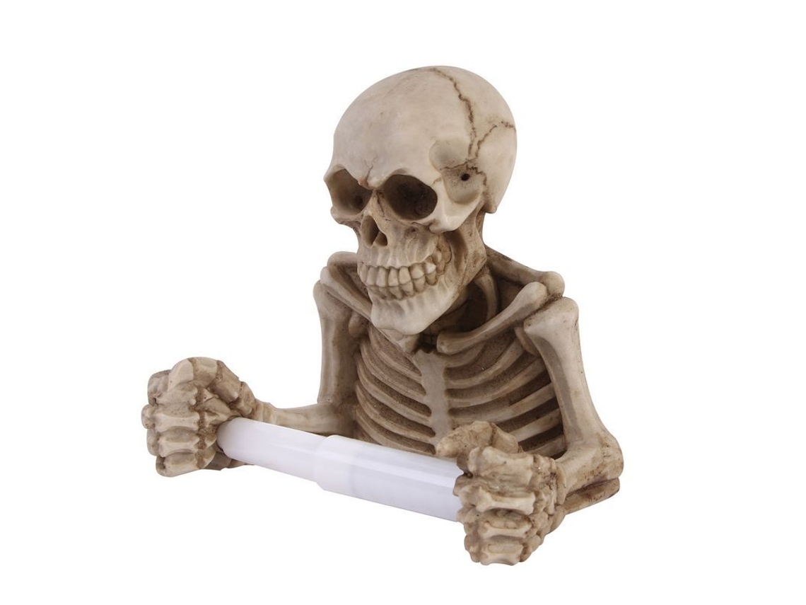 2026 porta Papel Higiénico de Calavera de Pared Decoración Gótica Resina Impermeable para Baño Halloween