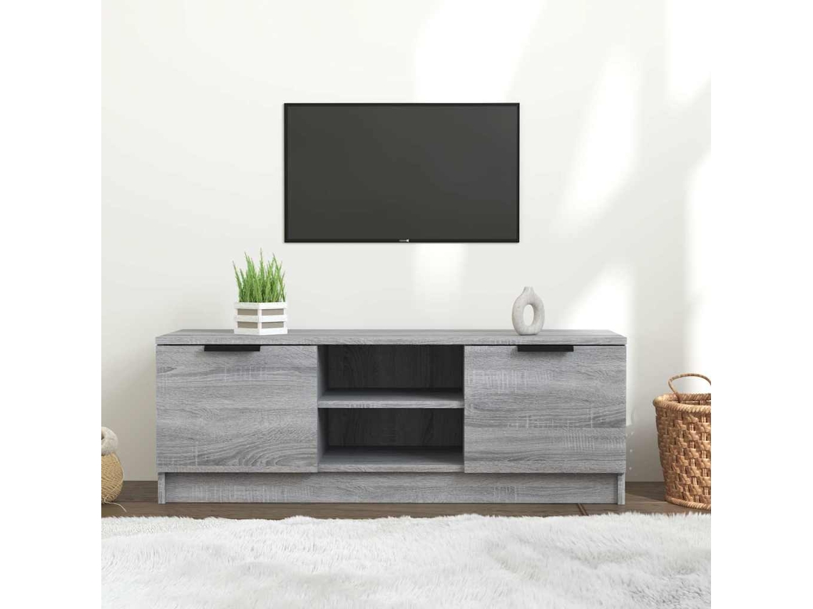 Vidaxl Móvel P/ Tv 102x35x36,5 Cm Madeira Processada Cinzento Sonoma