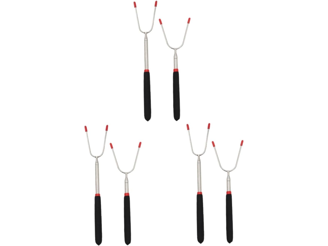 Conjunto De 6 Peças Utensílios Telescópicos Para Churrasco Yarnow Em Aço Inoxidável, Garfos Para Grelhar Com Cabos