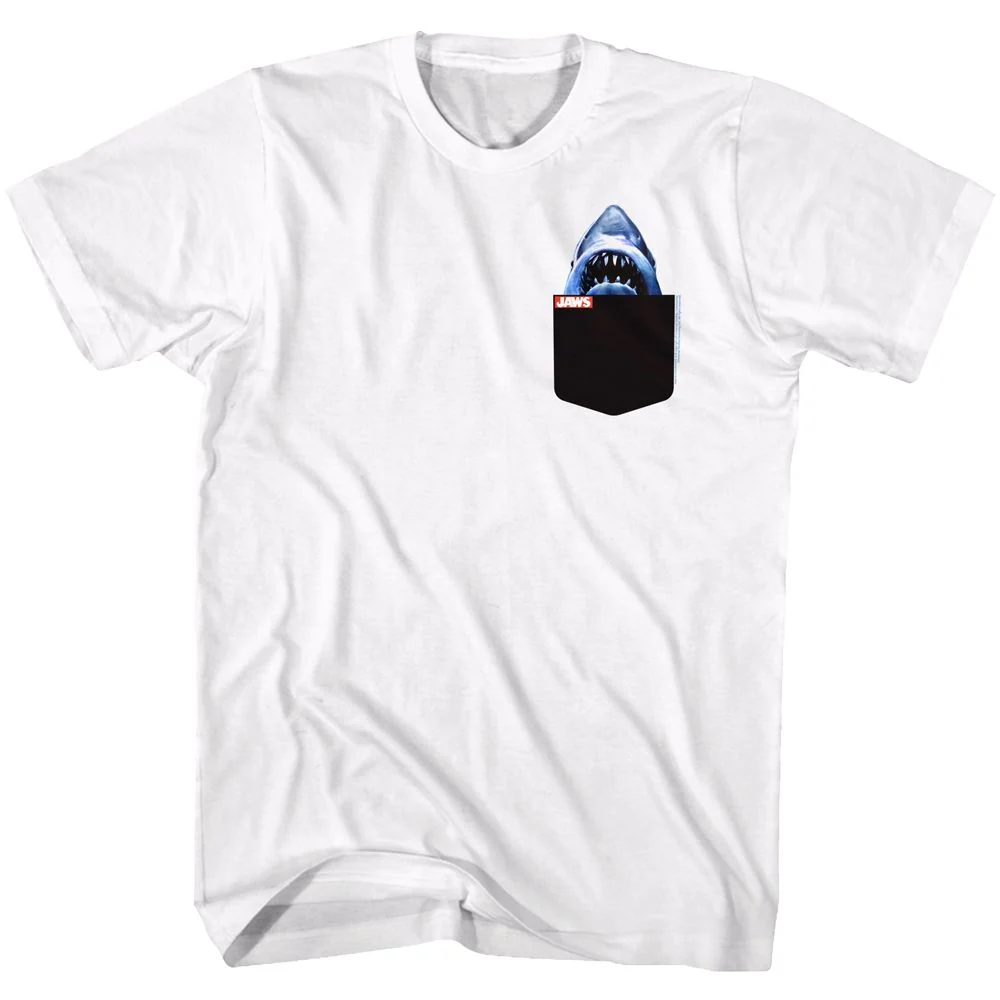 Rockinstone Jaws Movie Jp White Adult T-shirt Size:m