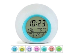 Relógio de alarme infantil com display digital e mudança de cores de luz de fundo S/MARCA