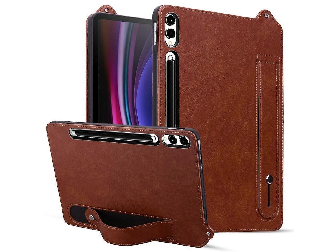Capa De Couro Para Tablet Compatível Com Samsung Galaxy Tab S10 Ultra / S9 Ultra / S8 Ultra Com Alça De Mão E Suporte.