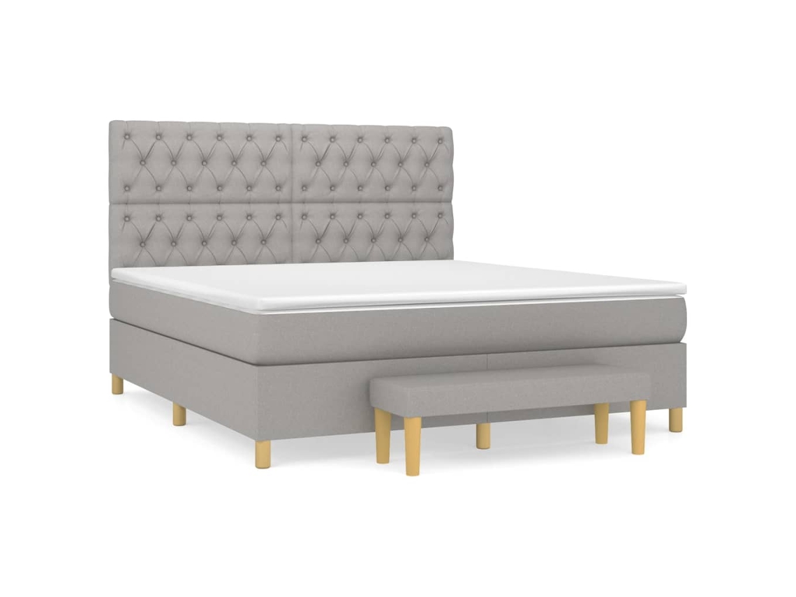 Cama com Molas/Colchão 160x200 Cm em Tecido Cinzento Claro MAISON EXCLUSIVE