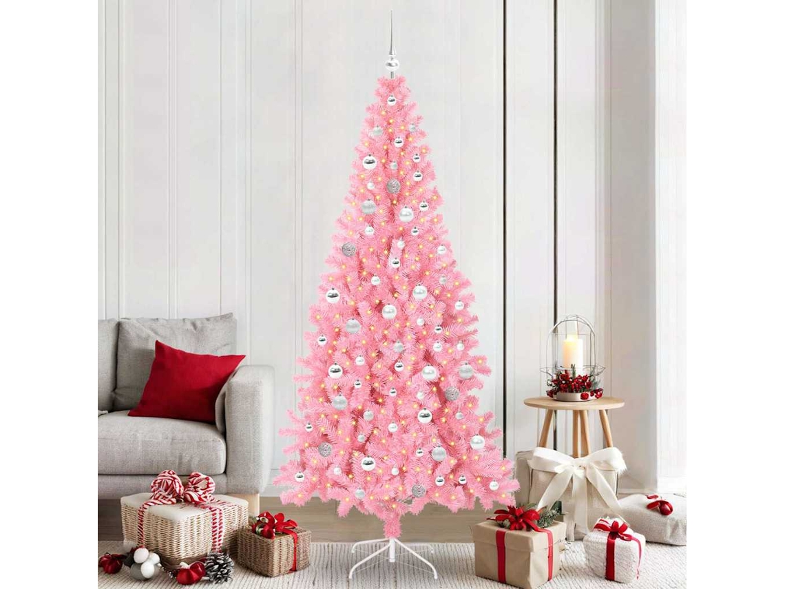 Vidaxl Árvore De Natal Rosa 210 Cm Pvc