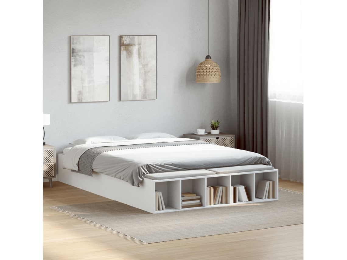 Estrutura De Cama 135x190 Cm Derivados De Madeira Branco