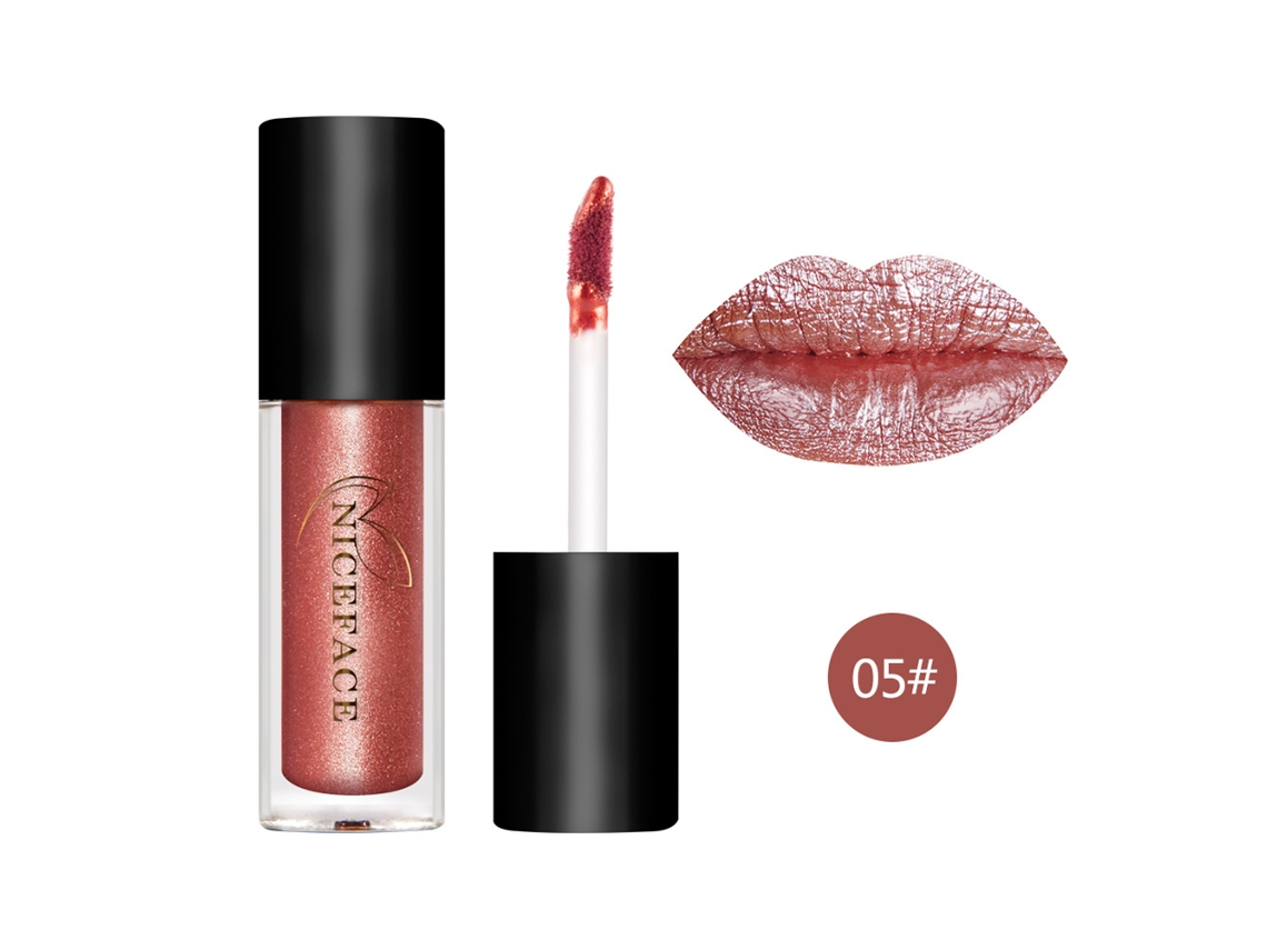 Labial Líquido Metalizado Niceface 05 Impermeable De Larga Duración Brillo De Labios Mate