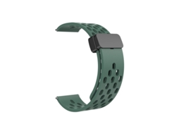 Pulseira magnética de silicone perfurado compatível com Huawei GT5, Samsung Watch 6, Xiaomi S4, Band 9 Pro e Redmi (verde).