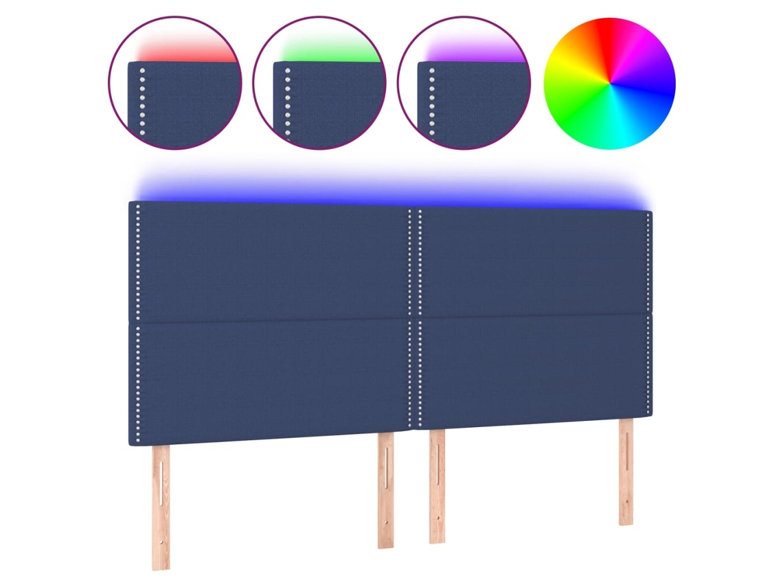 Led Headboard, Led Headboards Vidaxl Azul Tecido (180 X 5 X 118/128 Cm)