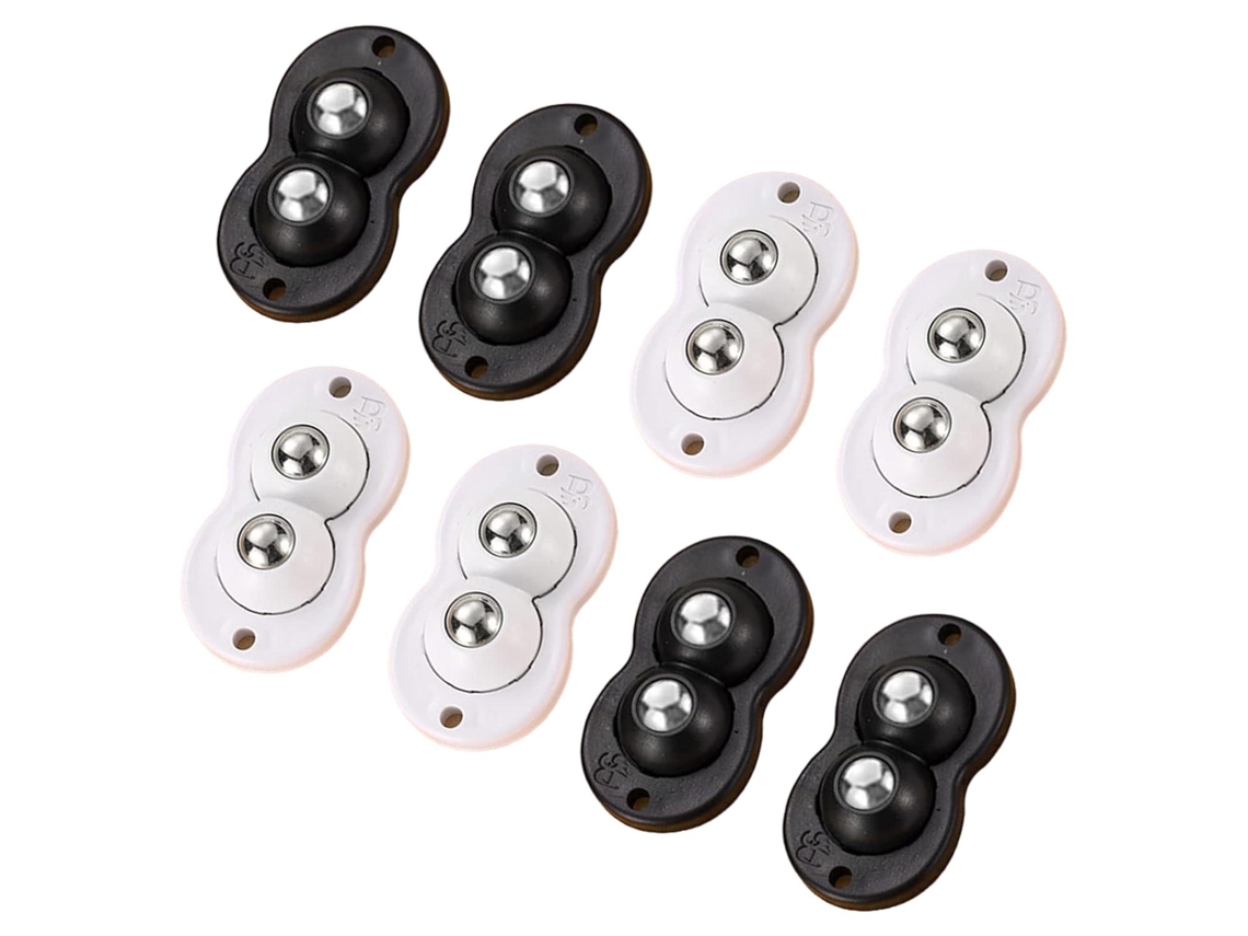 8-pack Mini Plastic Casters (load Capacity: 15kg) – 5.2×2.8×0.5cm, Black And White – Suitable For Furniture.