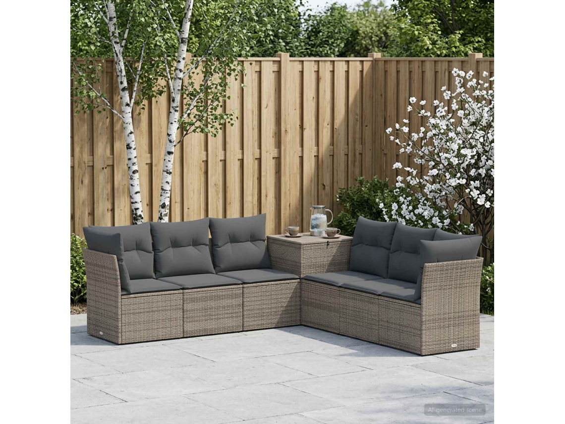 Vidaxl Conjunto De Sofás 7 Unid. Cinza E Cinza Escuro