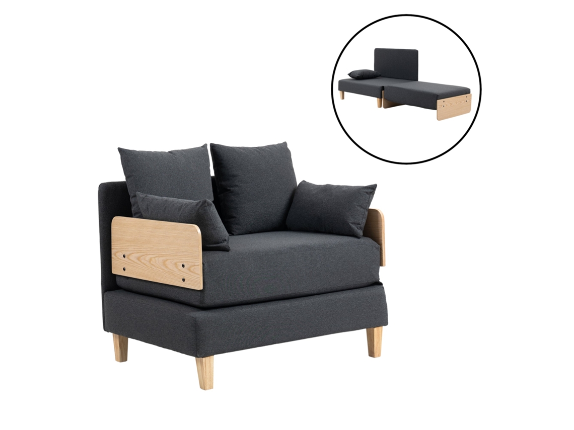 Sofá Cama De 1 Lugar Seinlus 81x88x68 Cm Cinzento Escuro [EN.CASA]