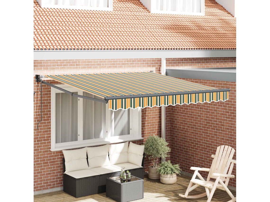 Vidaxl Toldo Retrátil Verde E Amarelo 300 X 250 X 165 Cm