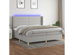 Vidaxl Cama Box Spring C/ Colchão E Led 200x200 Cm Tecido Cinza-claro