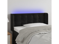 Vidaxl Cabeceira De Cama C/ Luzes Led Veludo 83x16x78/88 Cm Preto