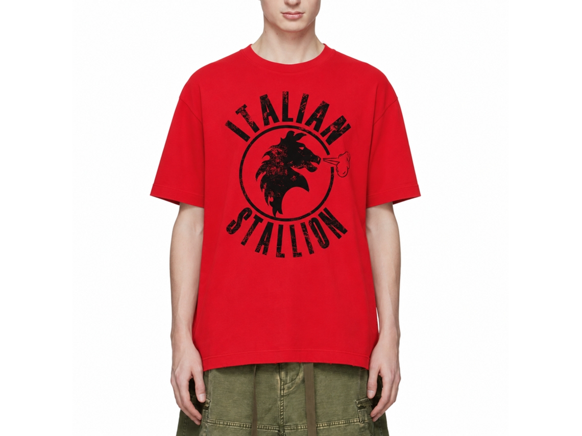 Rockinstone Rocky Movie Red Stallion Solid Red Adult T-shirt Size:m