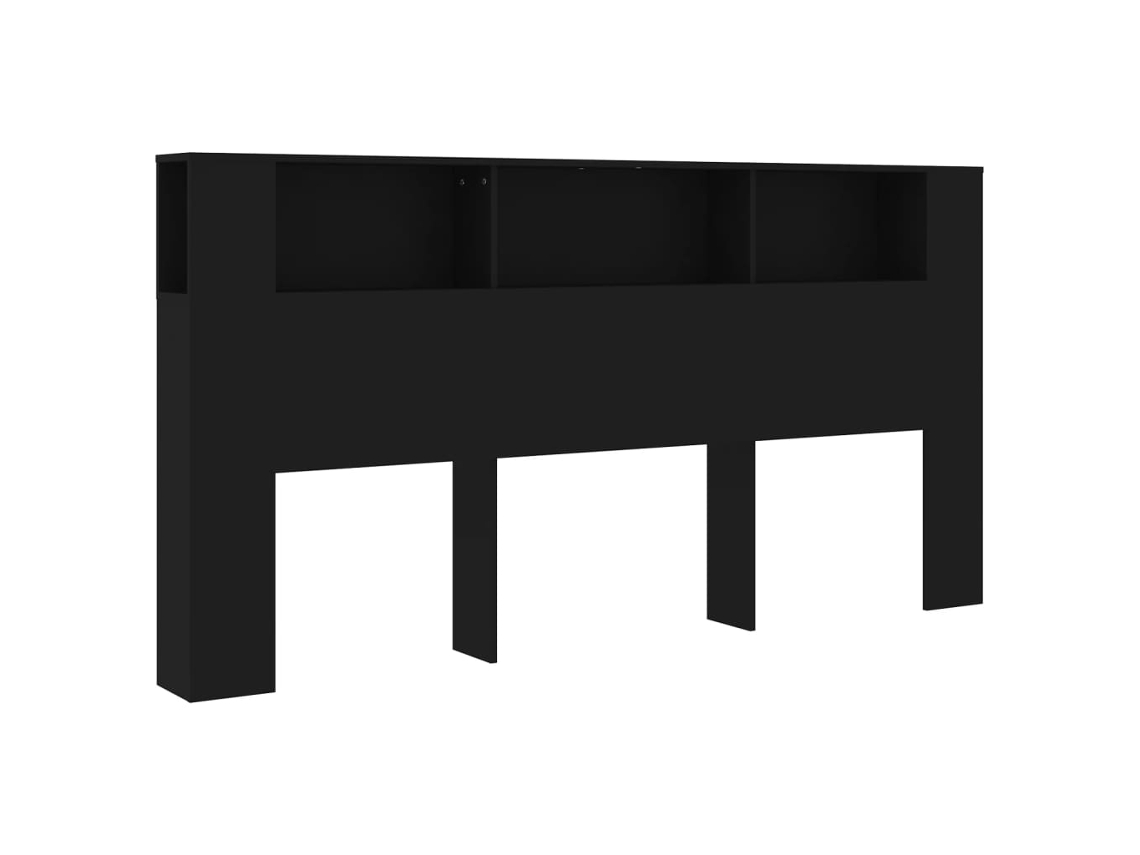Cabeceira de cama com guarda-roupa 200x18,5x104,5 cm preta, exclusiva da MAISON