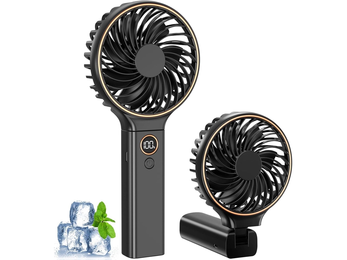 Ventilador Portátil MDUG, carregamento USB, 6 velocidades, visor LED, bateria de 4000 mAh