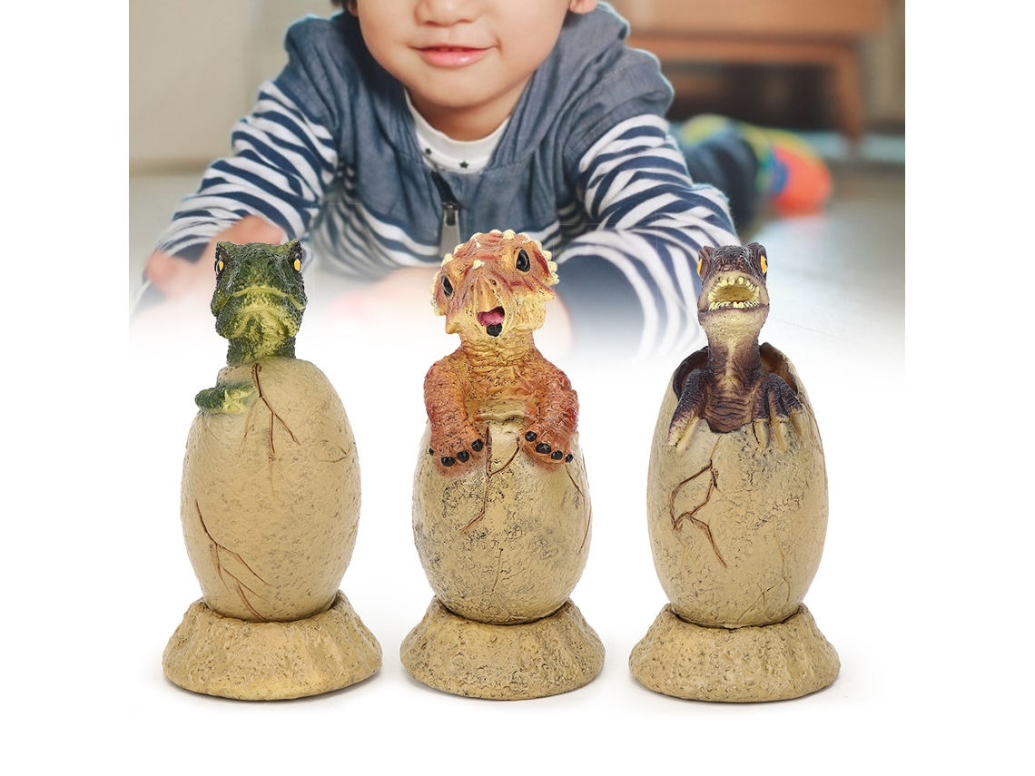 Primerox 3pcs Modelo de Ovos de Dinossauro com Base Brinquedo Educativo Cute para Crianças Presente