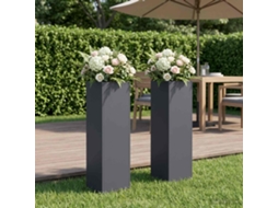Vidaxl Vaso De Jardim 2 Unid. Antracite 20 X 20 X 75 Cm