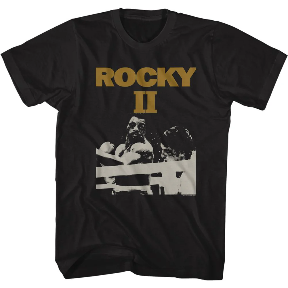 Unisex Adult T-shirt Rockinstone Rocky Movie Rocky 2 Black Sizes