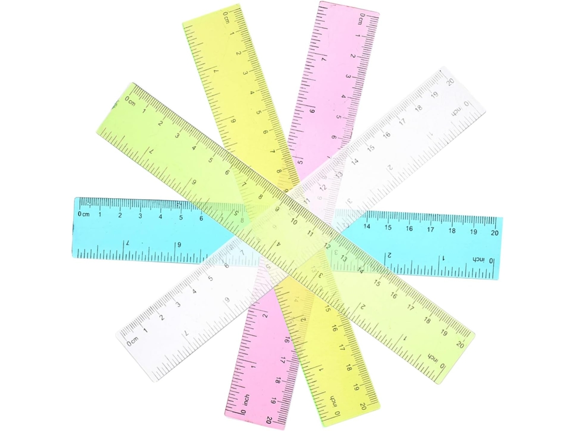 Régua de plástico de 30 cm, ferramenta de desenho colorida para mesa e escola, fácil de usar, inquebrável, embalagem inclusa.