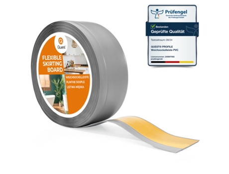 Rodapé Em Pvc 70x20mm, 15m, Flexível Autoadesivo, Rodapé Macio, Rodapé, Cinzento Quest