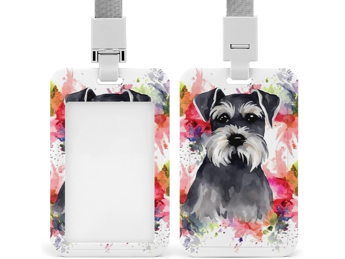 Suporte vertical Schnauzer com cabo, protetor de cartões para mesa, escola e viagens.