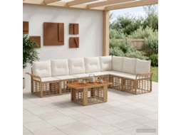 Vidaxl Conjunto De Sofá De Jardim 8 Unid. Natural E Branco Creme