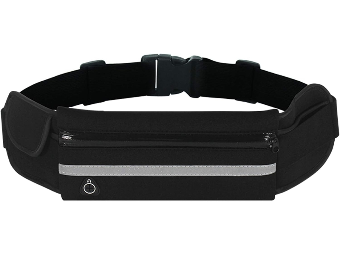 Bolsa de Cintura AQUAFORGE impermeável, ajustável, corrida, viagem preta