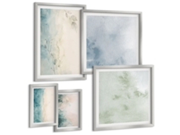 Conjunto De Pinturas Aquarelas Derramadas Tela Minimalismo Espelharte (5 Peças)