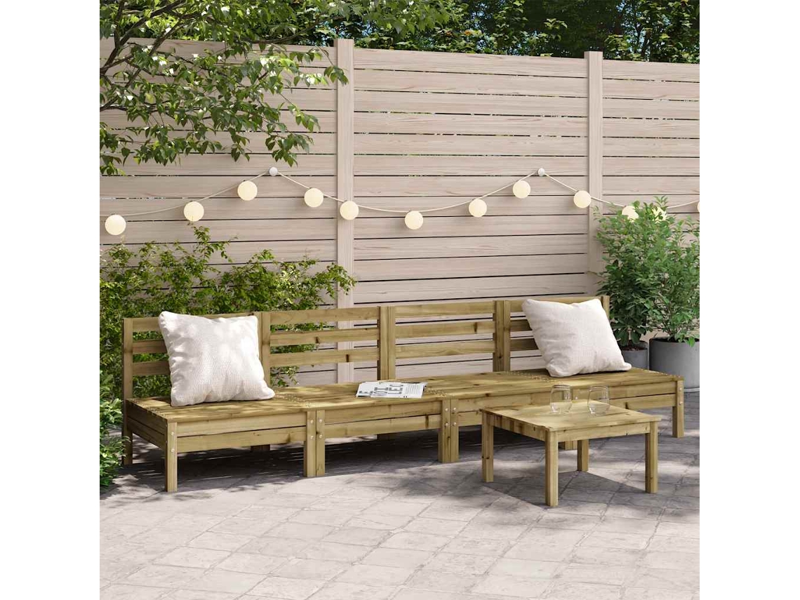 Vidaxl Sofás S/ Apoios Braços P/ Jardim 4 Pcs Madeira Pinho Impregnada