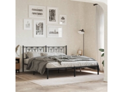 Vidaxl Estrutura de Cama com Cabeceira 183x213 Cm Metal Preto