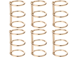 Anéis de pressão em ouro, conjunto de 6 peças, superfície lisa e acabamento polido, ideais para organização.