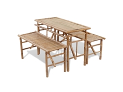 Mesa De Cerveja Com 2 Bancos 100 Cm Bambu Dkd Home Decor