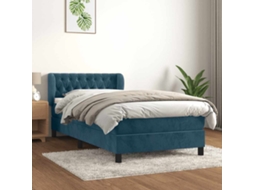 Vidaxl Cama Com Molas/colchão 100x200 Cm Veludo Azul-escuro