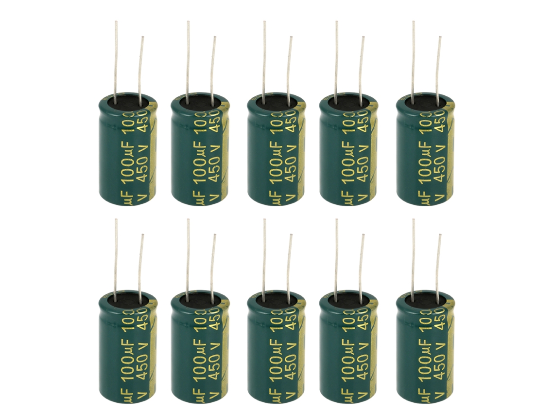 Kit De Condensadores Electrolíticos Radiales Verdes 450v 100uf 10pcs Componentes Electrónicos