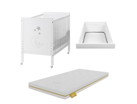 Berço COOL · DREAMS Indi + Protector De Perímetro Respirável Oxygen + Colchão Higiénico Babykeeper Ternum