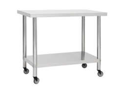 Vidaxl Mesa De Trabalho De Cozinha C/ Rodas Aço Inoxidável 100x30x85cm