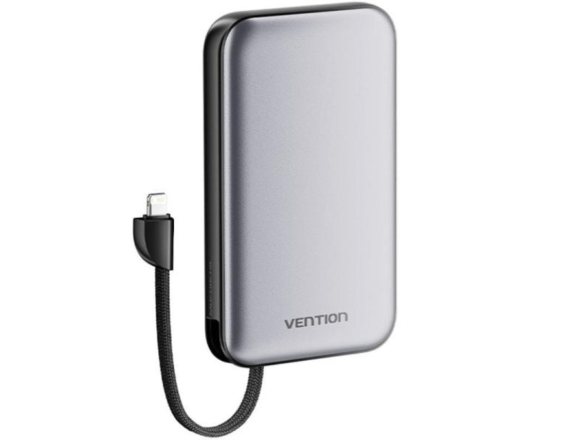 Powerbank 10000mah Vention I12ia- 20w- Negra- Incluye Cable Usb Tipo-c Y Lightning