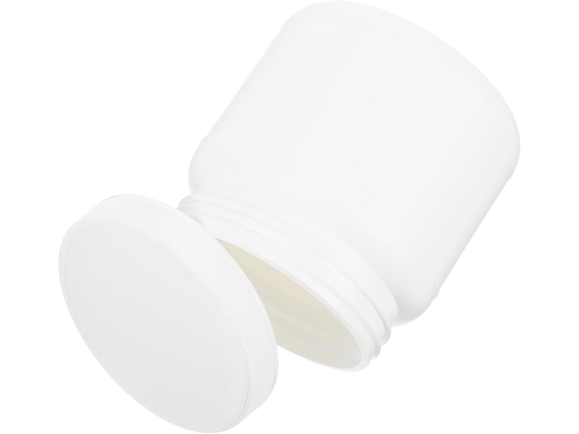 Pote De Plástico Branco Com Tampa Hermética E Grande Capacidade Para Armazenar Proteína Em Pó Café, Ideal Para Uso Na
