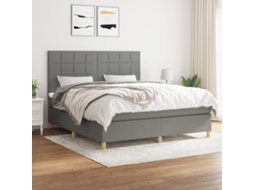 Vidaxl Cama Com Molas/colchão 160x200 Cm Tecido Cinzento-escuro