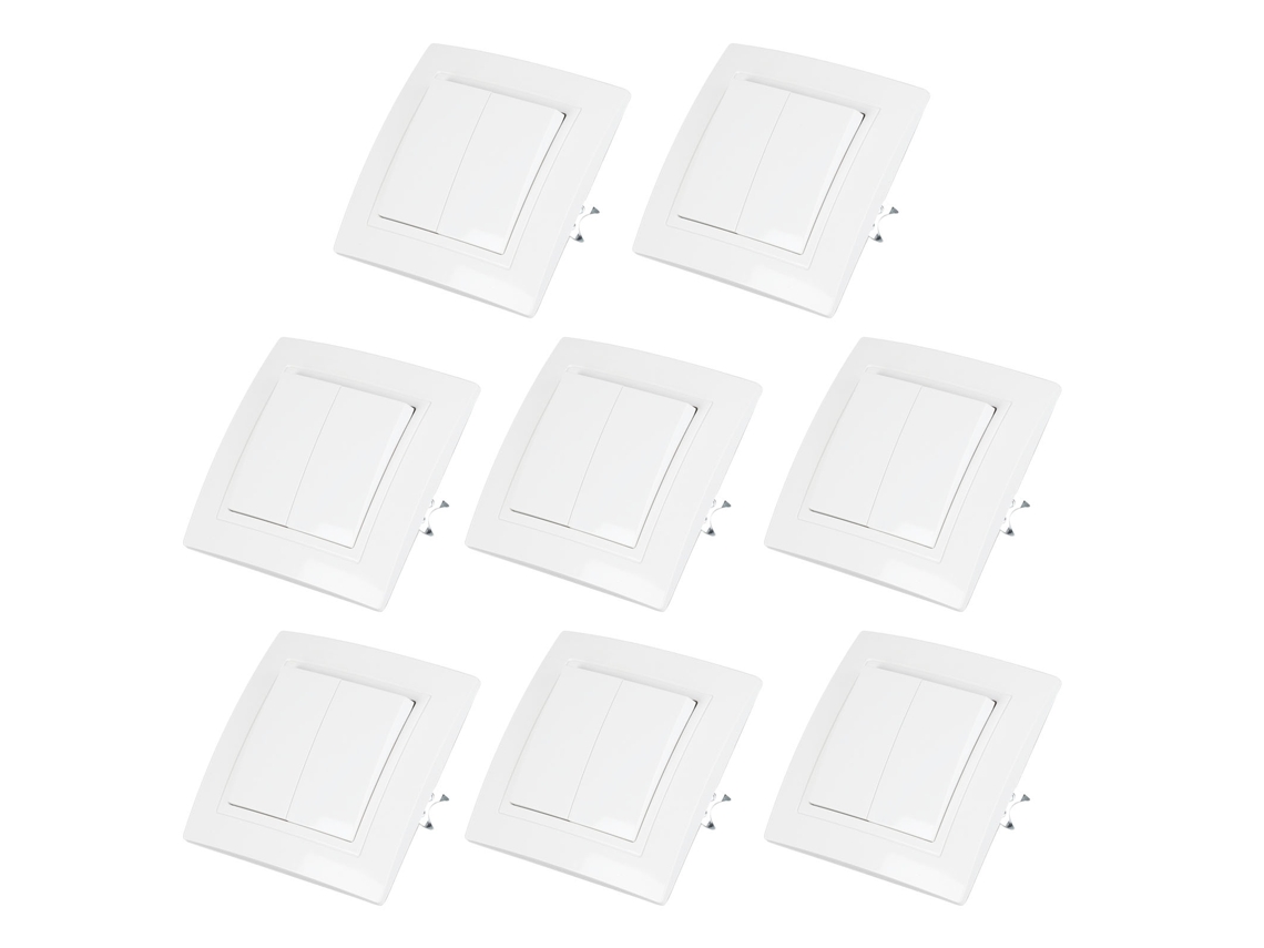 Interruptor de parede europeu 2 gang 1 via 10a 250v painel de luz para casa escritório hotel (8pcs) | S/MARCA