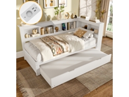 Sofá Cama Daybett 90x200 Cm Com Tomada 2 Usb Branco Sem Colchão